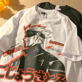 เสื้อยืดแขนสั้น พิมพ์ลายอนิเมะ Jujutsu Kaisen Gojo Satoru แฟชั่นฤดูร้อน สําหรับทุกเพศ