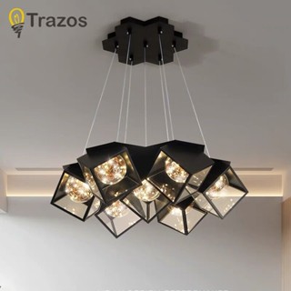 Trazos ใหม่ โคมไฟระย้า LED สไตล์นอร์ดิก โมเดิร์น สําหรับห้องนั่งเล่น ห้องนอน ห้องรับประทานอาหาร ห้องครัว เพดาน จี้ลูกบอลแก้ว ดาว ออกแบบโคมไฟ