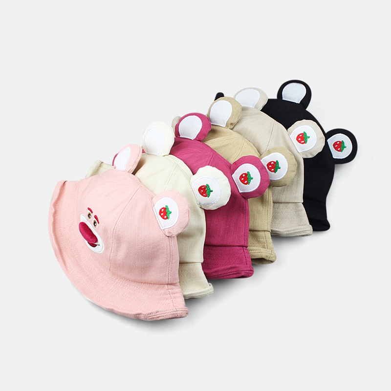 Gt2 Lotso หมวกบังแดด กันแดด กันลม ระบายอากาศ ลายหมีสตรอเบอร์รี่ เหมาะกับฤดูใบไม้ผลิ ฤดูร้อน กลางแจ้ง