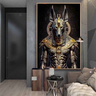 Anubis ภาพโปสเตอร์ บนผ้าใบ ลายตํานานอียิปต์โบราณ สําหรับตกแต่งผนัง ห้องนั่งเล่น