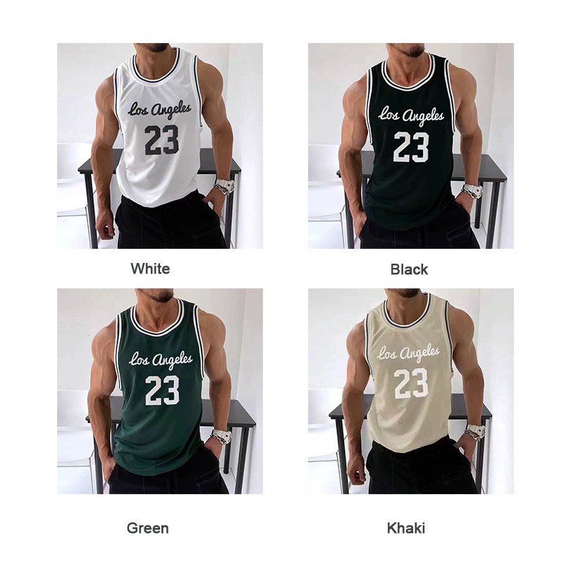 HANLU เสื้อกั๊กชุดบาสเก็ตบอลชาย ใหม่เทรนนิ่งกีฬาย้อนยุคแบบแห้งเร็วเบอร์ 23 - รูปที่ 5