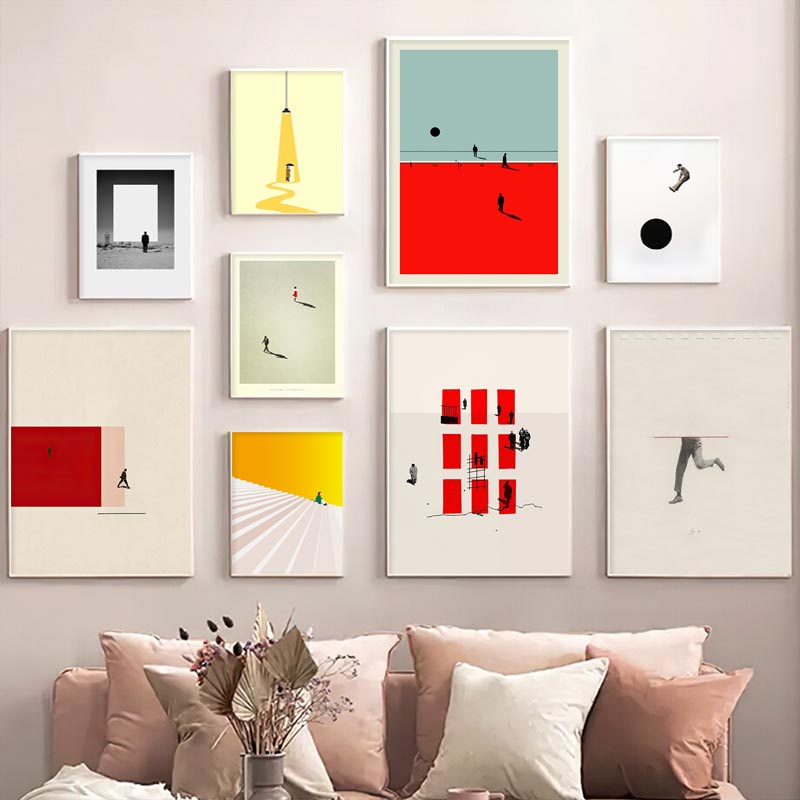 Nordic รูป Wall Art ภาพวาดผ้าใบอารมณ์ขันโปสเตอร์และพิมพ์ Modern Wall ภาพที่มีสีสันสําหรับห้องนั่งเล่น Decor