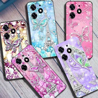 เคสโทรศัพท์มือถือ ซิลิโคนนิ่ม TPU ลายดอกไม้ สัตว์น่ารัก ระยิบระยับ สําหรับ Tecno Spark 10 Pro 4G KI7