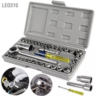 Leo310 ชุดประแจวงล้อ ดอกไขควง เหล็กคาร์บอน สําหรับซ่อมแซม 40 ชิ้น