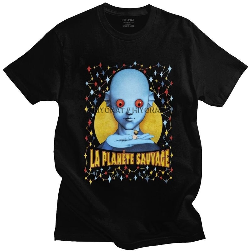 TYเสื้อยืดแขนสั้น ผ้าฝ้ายแท้ พิมพ์ลายภาพยนตร์ 70s Cult Movie Fantastic Planet Alien สําหรับผู้ชาย