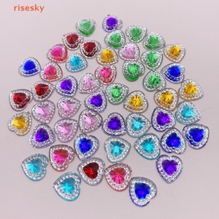 [risesky] กิ๊บติดผมเรซิ่น รูปหัวใจ ขนาด 12 มม. แฮนด์เมด DIY สําหรับเด็ก 50 ชิ้น