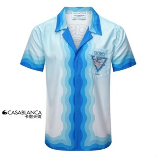 4820 casablanca เสื้อเชิ้ตแขนสั้น สีกรมท่า สําหรับผู้ชาย ผู้หญิง