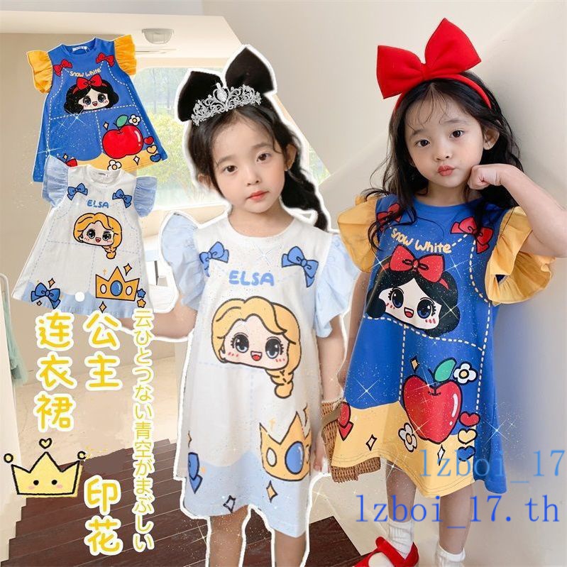 พร้อมส่ง เสื้อผ้าเด็กผู้หญิง เสื้อผ้าเด็ก สโนว์ไวท์ ลายการ์ตูน เดรสเด็กผู้หญิง 1-8 ขวบ