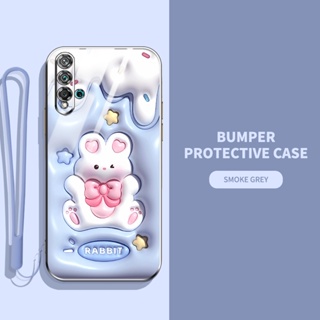 เคสโทรศัพท์มือถือ ซิลิโคนนิ่ม TPU ลายการ์ตูนกระต่าย ไดโนเสาร์ 3D พร้อมสายคล้อง สําหรับ Huawei Nova 5T