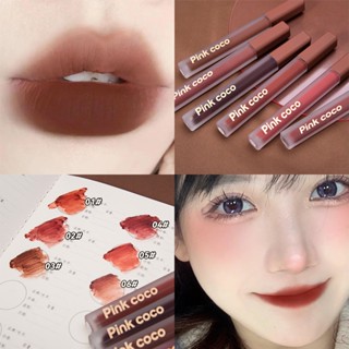 [ Pinkcoco ] ลิปสติก เนื้อแมตต์ ซาติน ให้ความชุ่มชื้น ติดทนนาน 6 สี