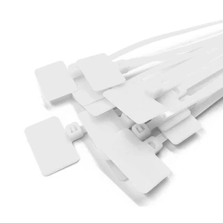 ICRAFT 100 ชิ้นแท็กสายเคเบิล Easy Mark Tag ป้าย Self-locking Zip Ties ตาข่ายลวด Marker สายรัดไนลอน