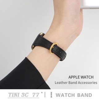 สายนาฬิกาข้อมือหนัง หัวเข็มขัดเกือกม้า อุปกรณ์เสริม สําหรับ iWatch Series 8 7 6 5 SE Ultra 4 3 2 S8 Watch 45 มม. 41 มม. 38 มม. 40 มม. 42 มม. 44 มม. 49 มม.