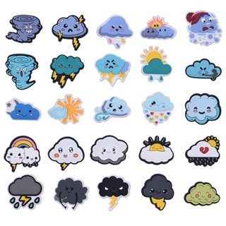 Jibbitz Charm Sunny Typhoon Croc Jibbits Weather Cloud Jibitz จี้รูปการ์ตูนเมฆ ฝนตก เครื่องประดับ สําหรับผู้หญิง ตกแต่งรองเท้า