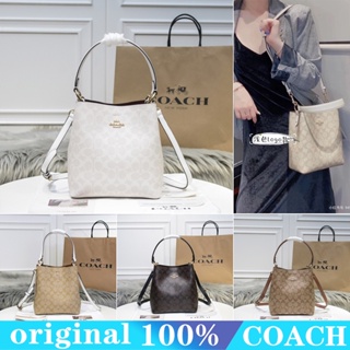 Coach 2312 1011 กระเป๋าสะพายผู้หญิง/กระเป๋าถือ/กระเป๋าทรงถัง/วัสดุหนังวัว/ช่องเก็บของคู่/กระเป๋าซิป/ความจุขนาดใหญ่