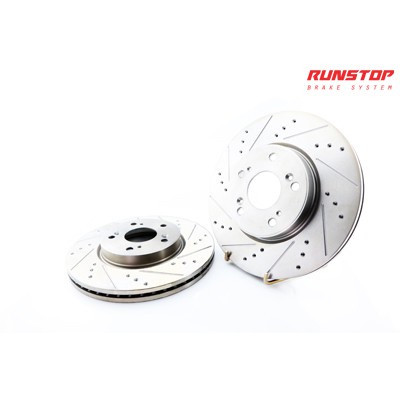 RUNSTOP รันสตอป brake disc จานเบรค หน้า เจาะรู เซาะร่อง slot ขนาดเดิม 275 TOYOTA COROLLA ALTIS 2008 2014 NZE 140