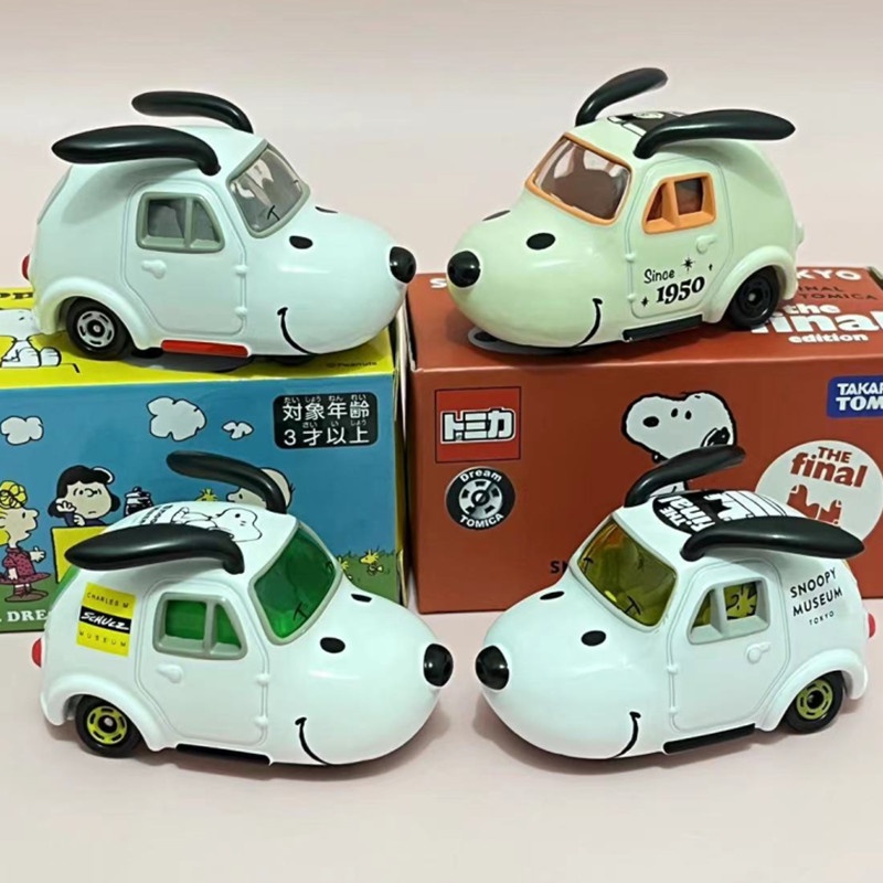 Tomy Tomy Tomy Car ครบรอบ 70 ปี หูยาว ลาย Snoopy No. 153 โมเดลรถยนต์ โลหะผสม ของเล่นสําหรับเด็ก