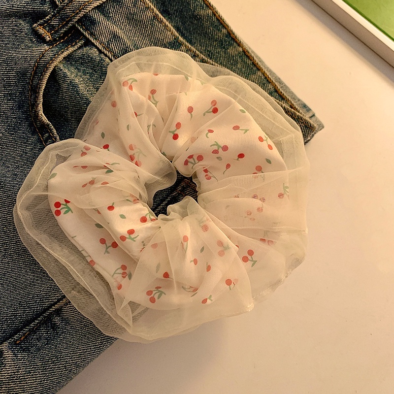 ขนาดใหญ่เชอร์รี่แหวนผมผ้าหัวเชือก Scrunchies Ball Head Ties เครื่องประดับผม