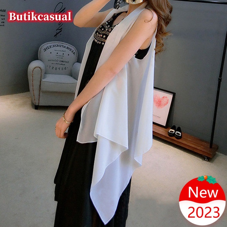 เสื้อแจ็กเก็ตคาร์ดิแกนลําลอง ผ้าชีฟอง ทรงหลวม ป้องกันแดด แฟชั่นฤดูใบไม้ผลิ และฤดูร้อน สําหรับผู้หญิง 2023