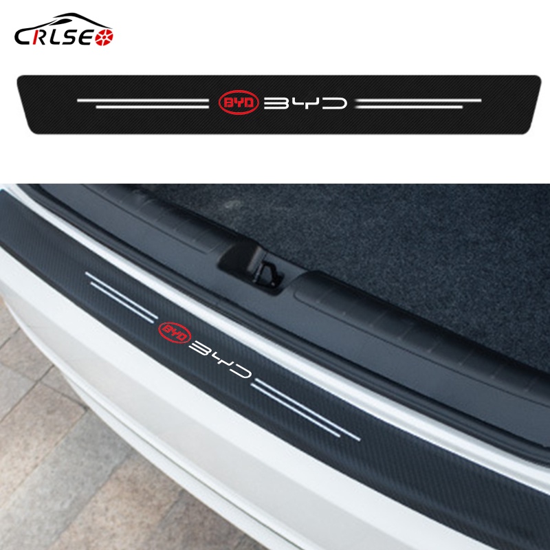 CRLSEO 1 ชิ้น คาร์บอนไฟเบอร์ สติกเกอร์ท้ายรถ กันรอยกันชนหลัง กันรอยประตูรถยนต์ สำหรับ BYD Atto 3 Yuan PLUS Atto 1 Dolphin