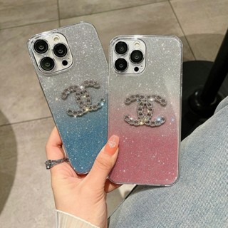 Xiaoxiangfeng Gradient สีเงา Galaxy Diamond ฝังเคสโทรศัพท์มือถือ Apple เหมาะสำหรับ iPhone 11 12 13 14Pro MAX รวมทุกอย่าง Anti-drop เคส