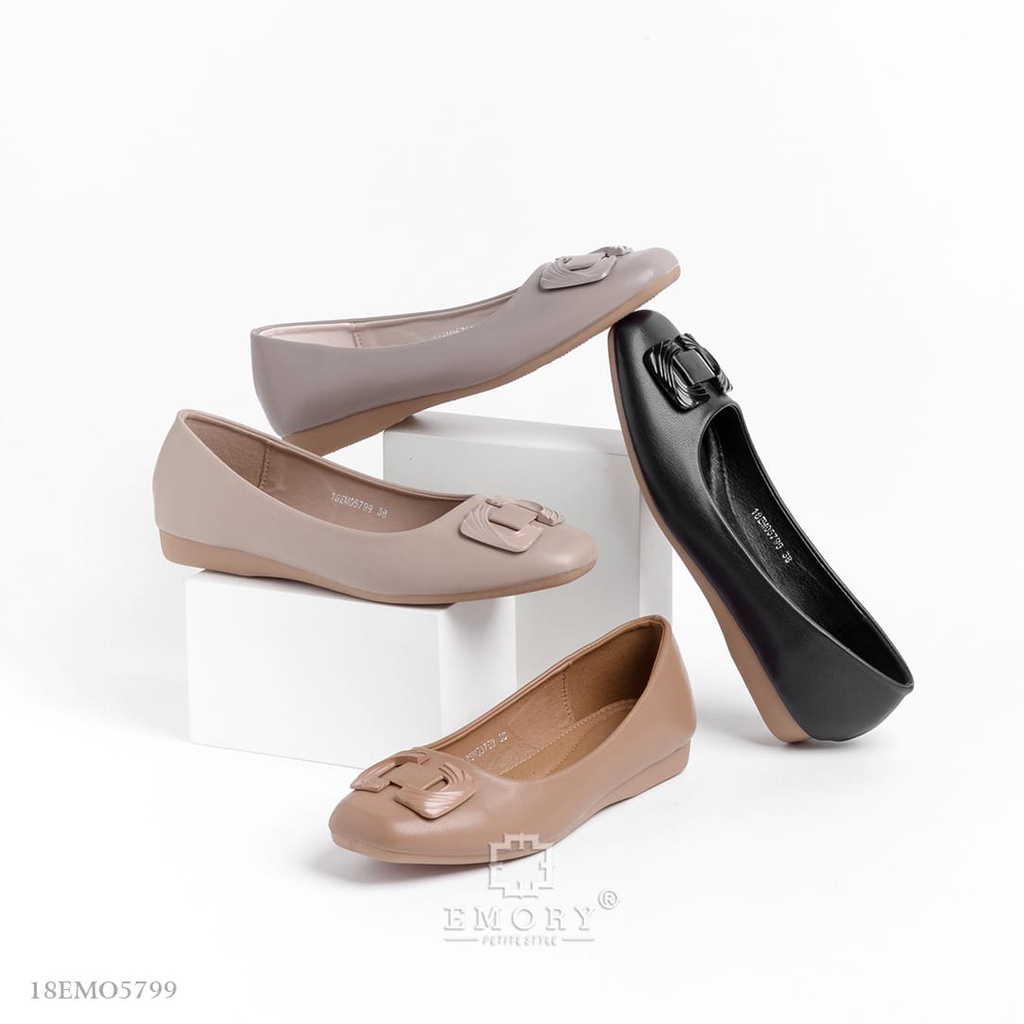 18EMO5799 EMORY Nana FLAT SHOES BALLERINA TRENDY CASUAL ผู้หญิง RD@