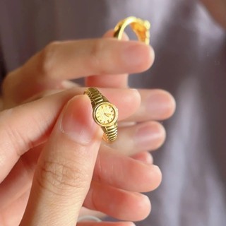 แหวนนาฬิกาข้อมือ ขนาดเล็ก สีทอง ปรับได้ สไตล์พังก์ สําหรับผู้ชาย และผู้หญิง 520