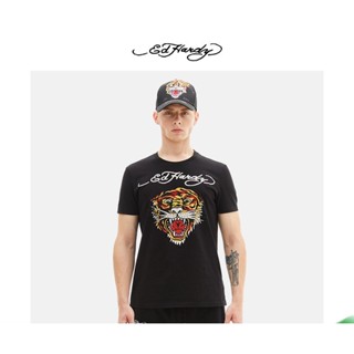 Ed Hardy เสื้อยืดลําลอง แขนสั้น คอกลม ผ้าฝ้าย สไตล์คลาสสิก สําหรับผู้ชาย