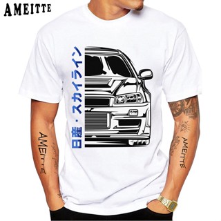 HOT QGเสื้อยืดแขนสั้นลําลอง พิมพ์ลาย Skyline R34 GTR V Spec สไตล์ญี่ปุ่น คลาสสิก แฟชั่นฤดูร้อน สําหรับผู้ชาย