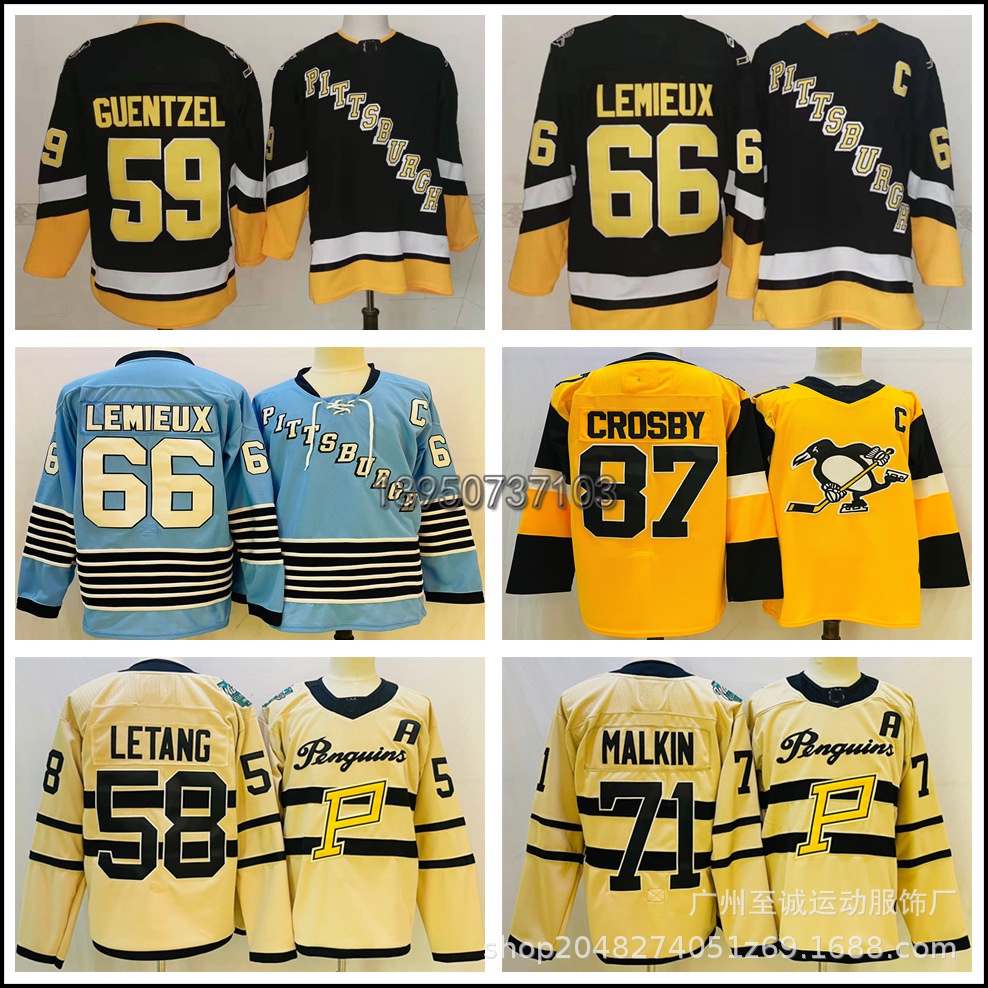 NHL Hockey Jersey Hockey Jersey hiphop Jersey Penguins Jersey Retro ปัก Hockey Sportswear