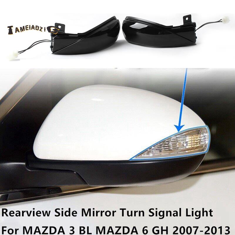 ⭐รถ LED แบบไดนามิกด้านข้างกระจกไฟเลี้ยวสำหรับ MAZDA 3 BL 2008-2014 สำหรับ MAZDA 6 GH 2007-2015