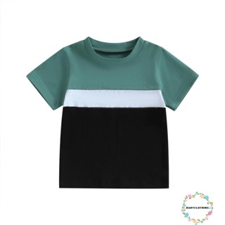 Babyclothes- เสื้อยืดคอกลม แขนสั้น ทรงหลวม สีตัดกัน ฤดูร้อน สําหรับเด็กผู้ชาย