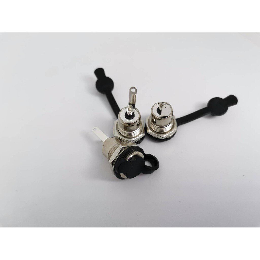 Power Tools Jack DC 5.5x2.1mm Female ตัวเมีย แจ๊คดีซี พร้อมจุกยางกันฝุ่น สแตนเลส ทนกระแสสูงกว่าตัวพล