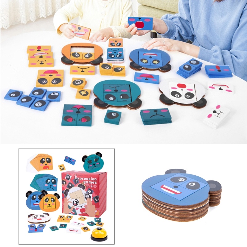 Youn Expression บล็อกจับคู่ปริศนา Face Change Cube Pandas Expression ปริศนา Face-Changing Cube Build