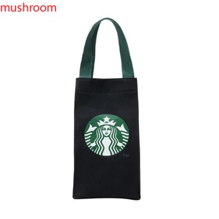 กระเป๋าถือ ผ้าแคนวาส ขนาดเล็ก พิมพ์ลาย Starbucks น้ําหนักเบา สไตล์เกาหลี สําหรับผู้หญิง 2020 [mushroom]