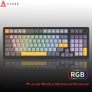 Ajazz AK992 คีย์บอร์ดเกมมิ่งไร้สายบลูทูธ 5.0 RGB 100 คีย์ 2.4G USB สําหรับ PC Gamer Desktop