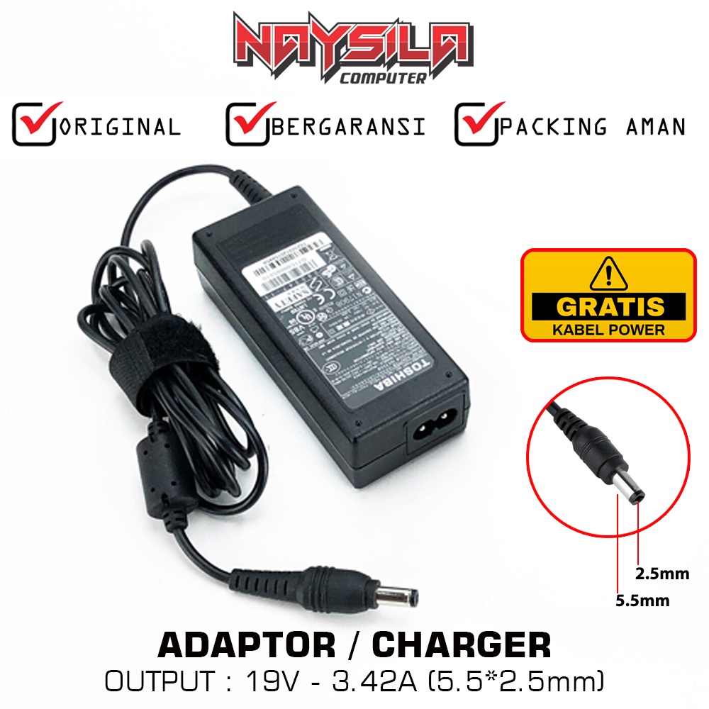 Toshiba C650 C660 C50 C55 L50 C665D C600 L645 C640 C645 C655 / TOSHIBA 19V 3.42A (65W) 5.5*2.5MM อะแ