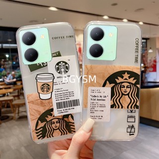 ใหม่ พร้อมส่ง เคสโทรศัพท์มือถือ ซิลิโคนนิ่ม แบบใส ลาย Starbucks Goddess เรียบง่าย แฟชั่น สําหรับ VIVO Y78+ Y27 Y36 4G 5G Y02t Y785G