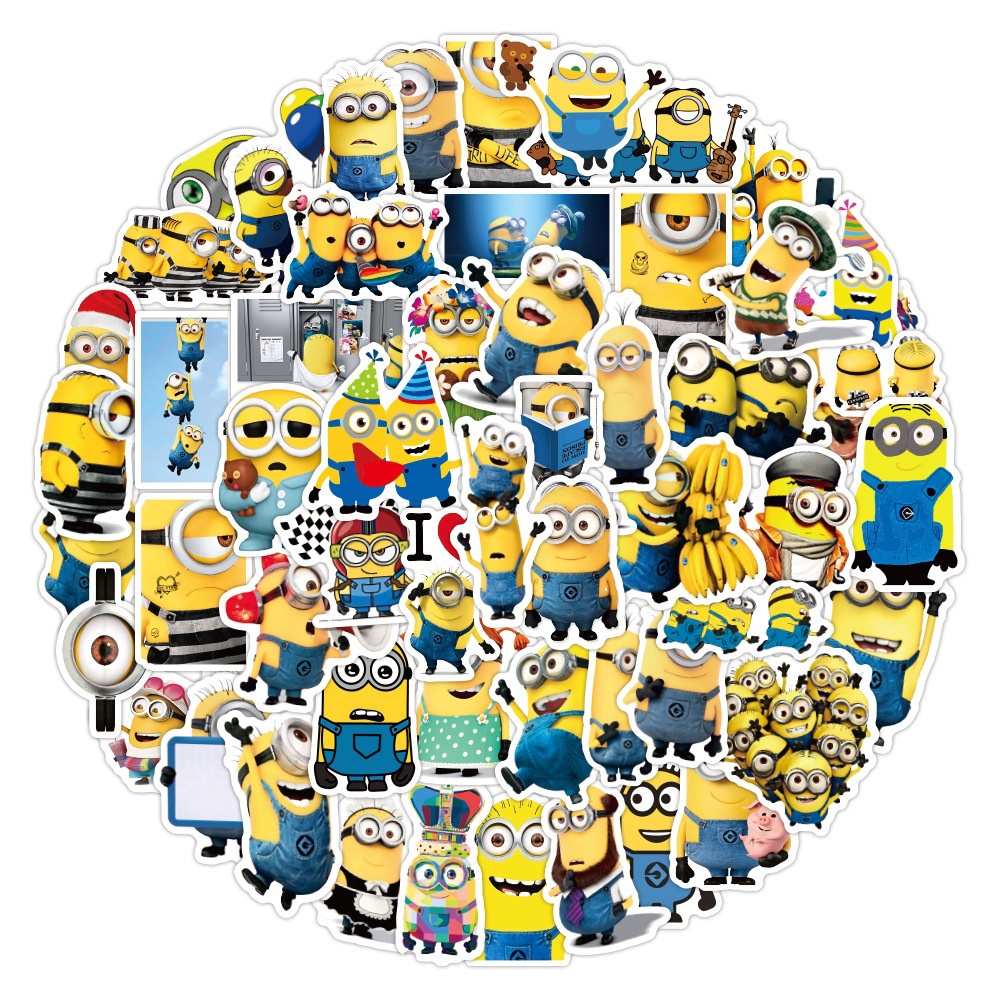 ชุดสติ๊กเกอร์ Minions ชุดสติ๊กเกอร์กราฟิตี้กันน้ำลายการ์ตูน, 50 แผ่น/ชุด