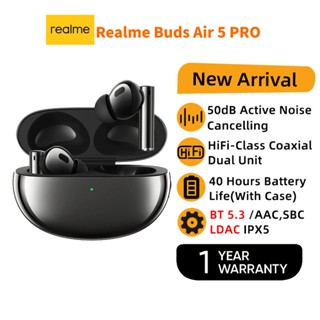 Realme Buds Air 5 Pro True หูฟังไร้สาย 50dB Active Noise Cancelling LDAC บลูทูธ 5.3 หูฟังไร้สาย คุณภาพสูง