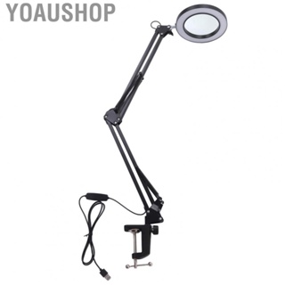 Yoaushop 5X Magnifying Glass With Light 3 Color 10 Level Brightness  Clamp