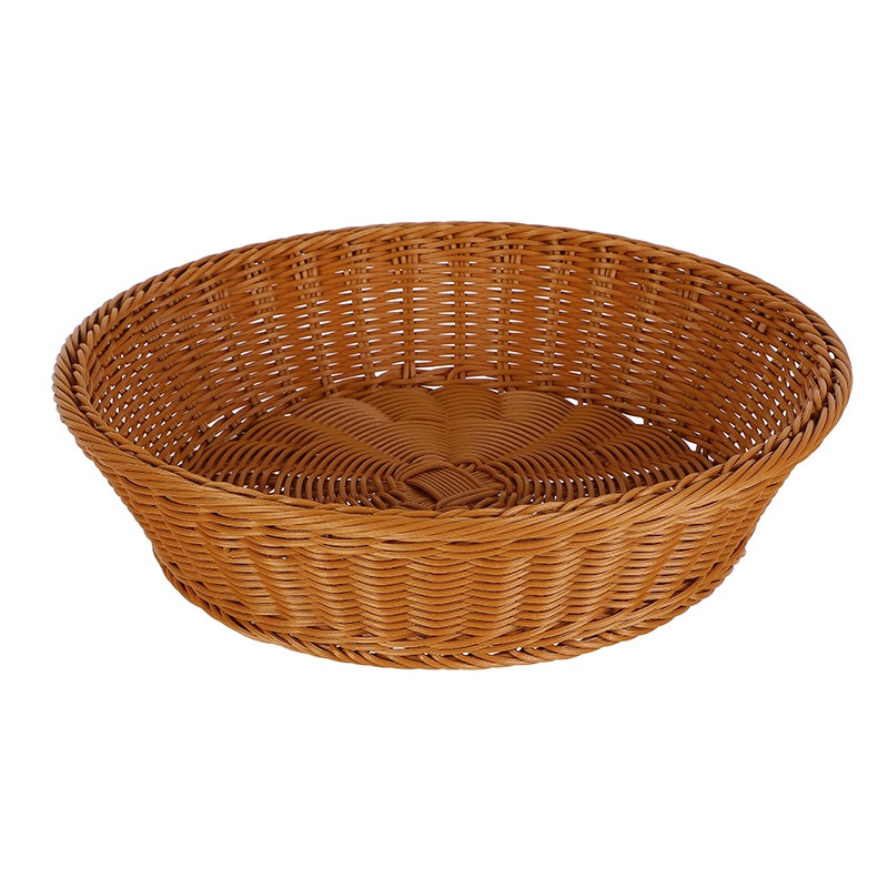 🔥READY STOCK🔥 Rattan Storage Basket | Rattan Fruit Basket for Kitchen| 收纳筐仿藤编 日式简约木把手客厅整理筐 零食筐杂物收纳篮