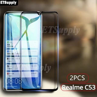 ฟิล์มกระจกนิรภัยกันรอยหน้าจอ กันตก แบบเต็มจอ สําหรับ Realme C53 C55 C35 C51 2 ชิ้น