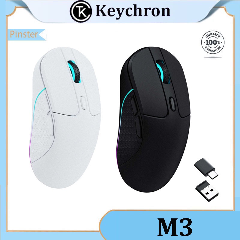 Keychron M3 เมาส์ไร้สายแบบชาร์จไฟได้ RGB แบบมีสาย Bluetooth สามโหมด