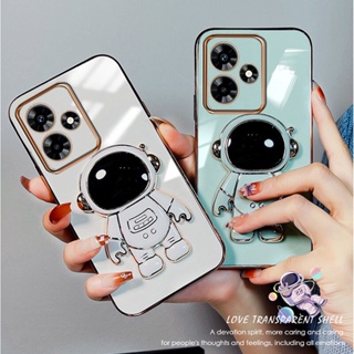 เคสโทรศัพท์มือถือ ลายนักบินอวกาศน่ารัก สีขาว พร้อมขาตั้ง สําหรับ Realme C53 C55 NFC 4G RealmeC53