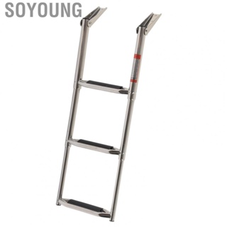Soyoung Boat Ladder  400lbs Bearing Practical Simple Installation Weather Resistant 3 Step Marine Ladder 304 Stainless Steel  for Trucks for RVs