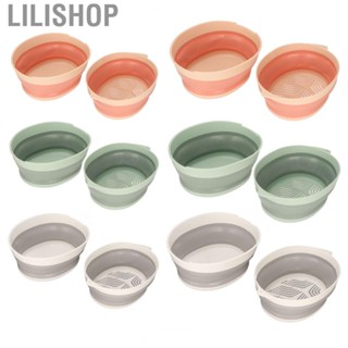 Lilishop Double Layer Colander  Foldable Design Hanging Hole Design Double Layer Drain   for Travel