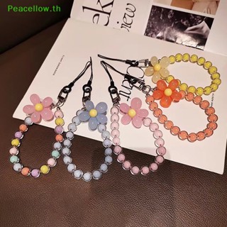 Peacellow สายคล้องโทรศัพท์มือถือ ประดับลูกปัดคริสตัล สีมาการอง แฮนด์เมด กันหาย 1 ชิ้น