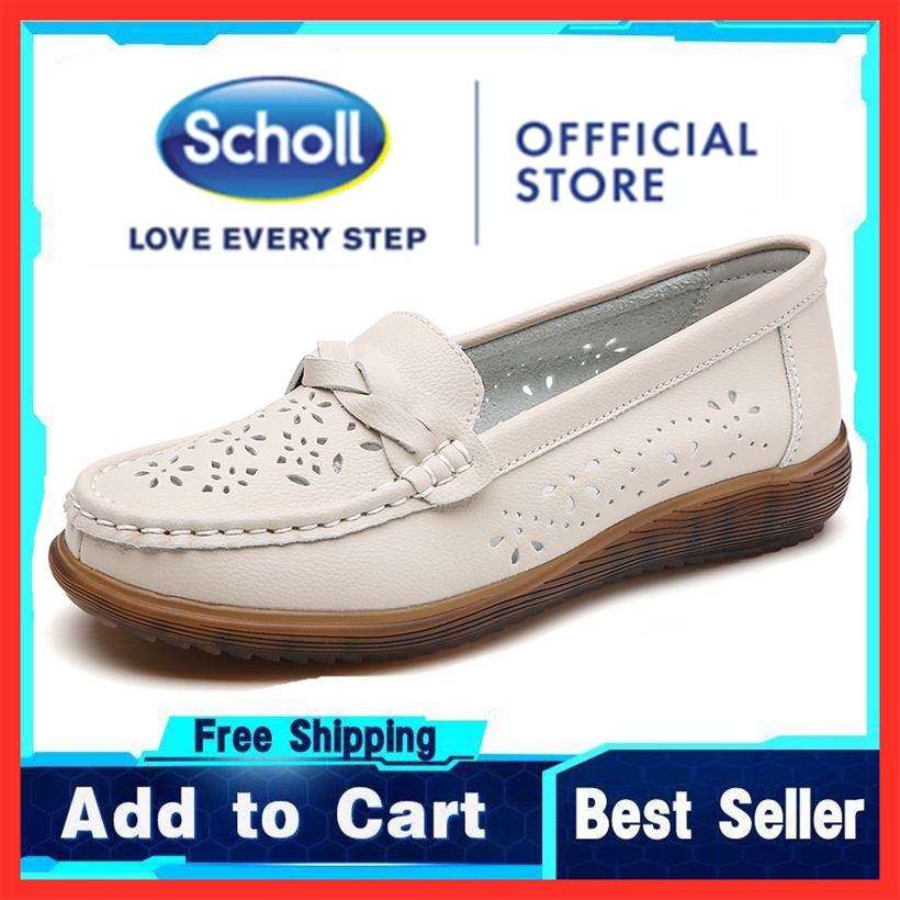 Scholl women shoes Womens scholl รองเท้าหนังลําลอง scholl ladies shoes Boat Shoes รองเท้าโลฟเฟอร์