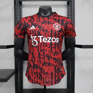 【 Player Version 】 2324 ใหม่ MU Pre match เสื้อฟุตบอล แขนสั้น คุณภาพสูง