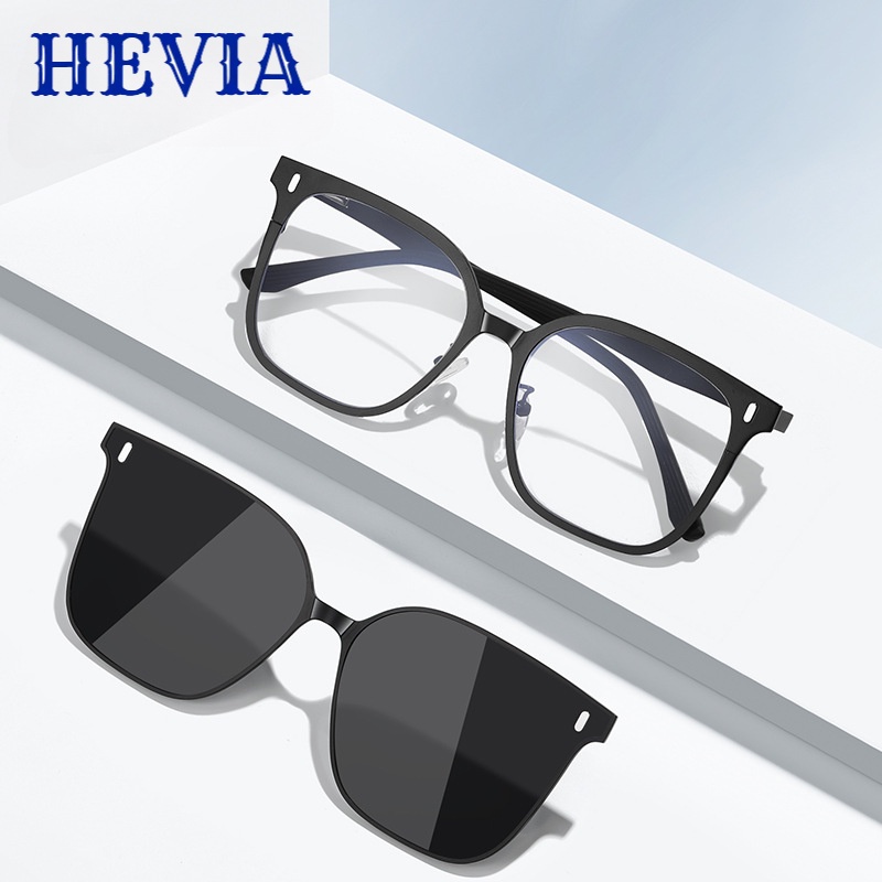 แว่นกันแดดแม่เหล็ก HEVIA Unisex พร้อมเลนส์กําหนดและกรอบออปติคอล PG017